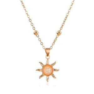 visyam necklaces for women, sliver/gold adjustable pendant necklace, fashion pendant jewelry for girls and birthday gifts (gold sun)