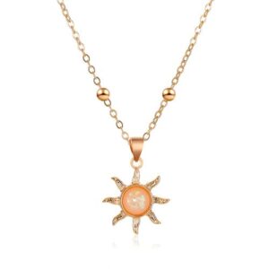 visyam Necklaces for Women, Sliver/Gold Adjustable Pendant Necklace, Fashion Pendant Jewelry For Girls and Birthday Gifts (gold sun)