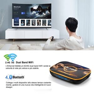 WOOYI Android 10.0 TV Box, 4GB RAM 64GB ROM Smart TV Box, Supports Dual-WiFi 2.4G/5G, 4K Ultra HD, 100M Ethernet, BT 4.0, USB 3.0, with HDMI Cable and Remote Control