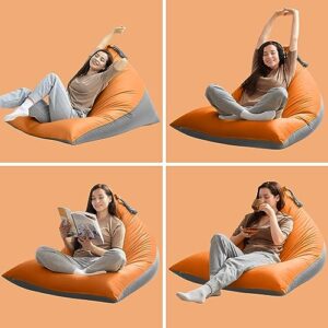 Nobildonna Bean Bag Chair Cover (No Filler) for Adults and Teens, Beanbag Lounger Sofa Velvet Cover Beans Stuffed Storage 4 Ft (Orang Grey, Large)