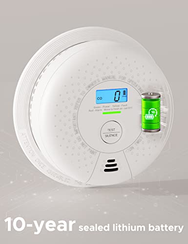 X-Sense Smoke and Carbon Monoxide Detector Combo, Wireless Interconnected Combination Smoke and Carbon Monoxide Detector with LCD Display & 10-Year Battery, RF Interconnected Model, 1-Pack