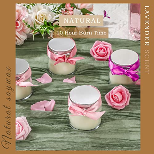 Lounsweer 24PCS Mini Mason Jar Candles 4oz Small Scented Lavender Jar Candles in Bulk Wax Stress Relief Aromatherapy Candles for Christmas Birthday Gift Wedding Baby Shower Party Favors (Silver)
