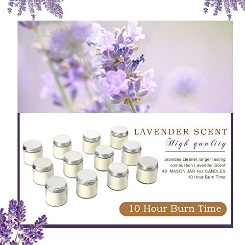 Lounsweer 24PCS Mini Mason Jar Candles 4oz Small Scented Lavender Jar Candles in Bulk Wax Stress Relief Aromatherapy Candles for Christmas Birthday Gift Wedding Baby Shower Party Favors (Silver)