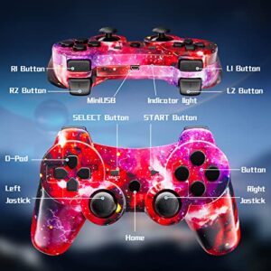 ISHAKO Wireless Controller for PS3 Controller Compatible with Playstation 3 Game Joystick with High-Performance Motion Gamepad 6-axis Double Vibration andCharging Cable(Galaxy)