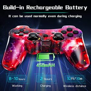 ISHAKO Wireless Controller for PS3 Controller Compatible with Playstation 3 Game Joystick with High-Performance Motion Gamepad 6-axis Double Vibration andCharging Cable(Galaxy)