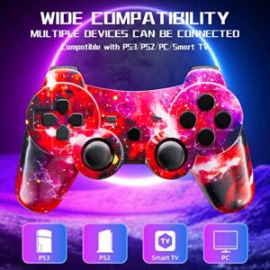 ISHAKO Wireless Controller for PS3 Controller Compatible with Playstation 3 Game Joystick with High-Performance Motion Gamepad 6-axis Double Vibration andCharging Cable(Galaxy)