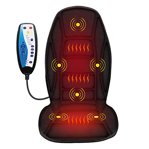 CuPiLo Full Back Massager with Heat,5 Vibrating Modes & 2 Heat Levels,Back Massager Chair Pad,Electric Massage Seat Cushion, Seat Massage Pad,Ideal Gifts for Dad,Mom,Him,Her(Black)