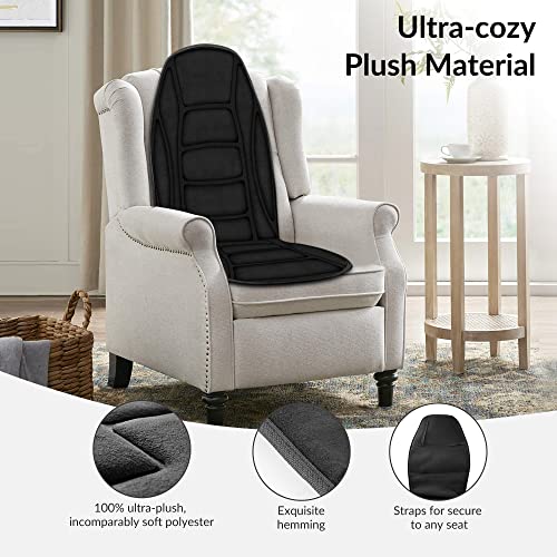 CuPiLo Full Back Massager with Heat,5 Vibrating Modes & 2 Heat Levels,Back Massager Chair Pad,Electric Massage Seat Cushion, Seat Massage Pad,Ideal Gifts for Dad,Mom,Him,Her(Black)