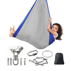sensory swing for kids with 360° swivel hanger indoor therapy swing great for autism adhd sensory processing disorder and autistic children (color : gray/treasure blue)