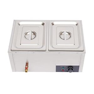 2-pan countertop food warmer, 110v/60hz 850w steam table stainless steel food warmer 30° to 85° adjustable buffet server food warmer canteen buffet steam heater for catering and restaurants
