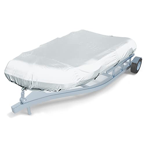 Seapisode 600D Marine Grade Fade and Tear Resistant Dinghy Cover, Heavy Duty Waterproof and Sunproof Inflatable Boat Cover, Silver (10.5'-11.5' Long)