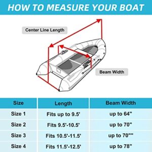 Seapisode 600D Marine Grade Fade and Tear Resistant Dinghy Cover, Heavy Duty Waterproof and Sunproof Inflatable Boat Cover, Silver (10.5'-11.5' Long)