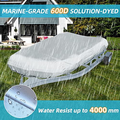 Seapisode 600D Marine Grade Fade and Tear Resistant Dinghy Cover, Heavy Duty Waterproof and Sunproof Inflatable Boat Cover, Silver (10.5'-11.5' Long)