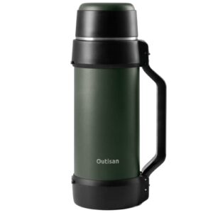 outisan thermos insulated water bottle 64 oz water bottle thermos for hot & cold drink,18/8 stainless steel water bottles, bpa free, wide mouth, double insulation thermo bottle for 48 hours(green)