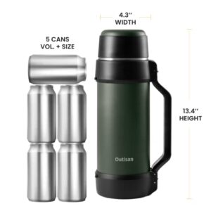 Outisan Thermos Insulated Water Bottle 64 oz Water Bottle Thermos for Hot & Cold Drink,18/8 Stainless Steel Water Bottles, BPA Free, Wide Mouth, Double Insulation Thermo Bottle for 48 Hours(Green)