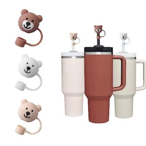 3 pack straw covers compatible with stanley 30 40 oz accessories tumbler cups cartoon soft straw protector cover - bpa free soft silicone