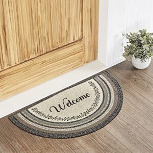 VHC Brands Floral Vine Jute Half Circle Welcome Mat w/Pad 19.5x36