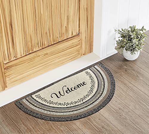 VHC Brands Floral Vine Jute Half Circle Welcome Mat w/Pad 19.5x36