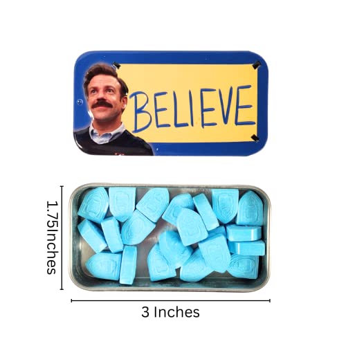 Ted Lasso Believe Candy Filled Tin (2 Pack) Blue Raspberry Flavored Candy with 2 Gosutoys Stickers