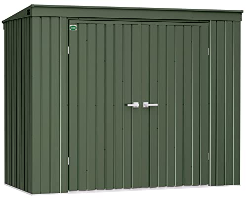 Scotts 8' x 4' Garden Storage Shed Outdoor Lockable Water-Resistant Steel Building with Tool Hanger and Pent Roof, Green