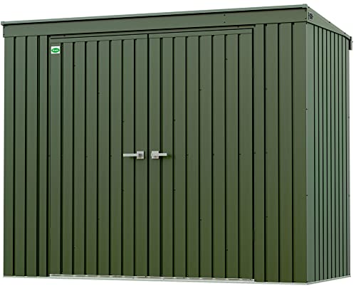 Scotts 8' x 4' Garden Storage Shed Outdoor Lockable Water-Resistant Steel Building with Tool Hanger and Pent Roof, Green
