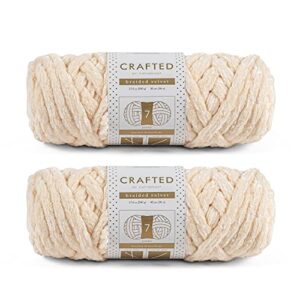 crafted by catherine braided velvet yarn - 2 pack (40 yards each skein), ivory, gauge 7 jumbo