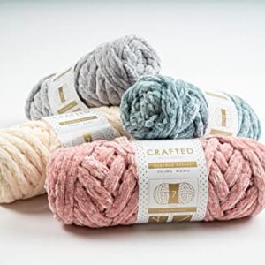 Crafted By Catherine Braided Velvet Yarn - 2 Pack (40 Yards Each Skein), Ivory, Gauge 7 Jumbo