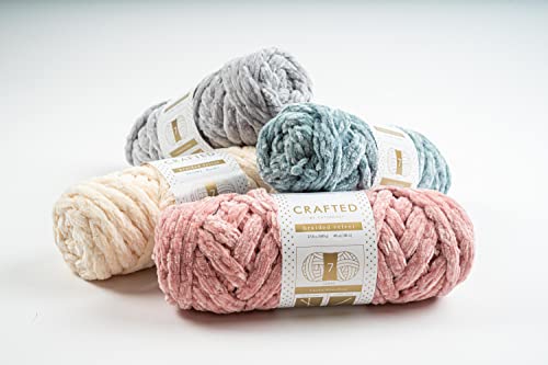 Crafted By Catherine Braided Velvet Yarn - 2 Pack (40 Yards Each Skein), Ivory, Gauge 7 Jumbo