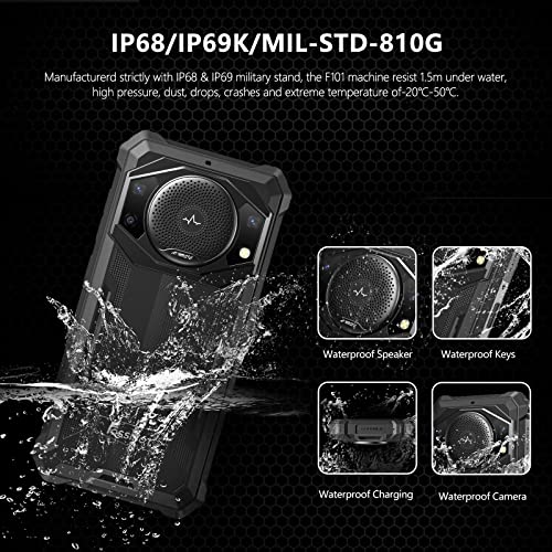 FOSSIBOT Rugged Unlocked Phone,10600mAh Rugged Smartphone 123dB Loudest Speaker Rugged Cell Phone 7+64GB 5.45" HD+ Unlocked Cell Phone IP68 Waterproof Phone Android 12 24+8MP Camera OTG F101