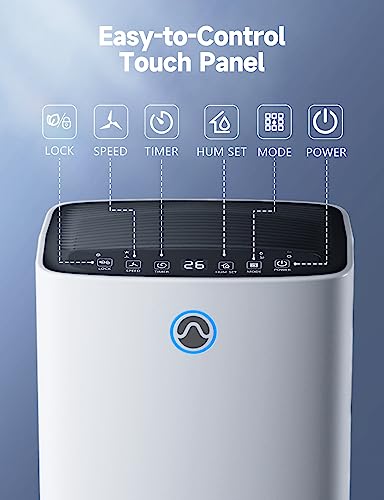 Dehumidifier for Home and Basement for 2000Sq.Ft, 25 Pints Dehumidifiers for bathroom, Large Room, Water Tank Capacity with Drain Hose, Intelligent Humidity Control, Childlock, Laundry Dry