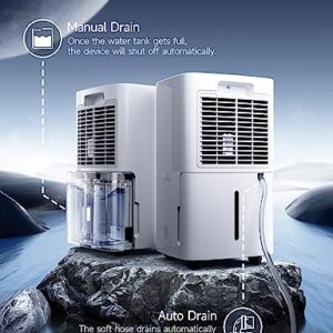 Dehumidifier for Home and Basement for 2000Sq.Ft, 25 Pints Dehumidifiers for bathroom, Large Room, Water Tank Capacity with Drain Hose, Intelligent Humidity Control, Childlock, Laundry Dry