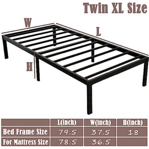 caziwhave Twin XL Bed Frame 18 Inch High Max 3500 lbs Heavy Duty Metal Mattress Foundation Platform Sturdy Steel Slat Support Twin XL Size No Box Spring Needed Easy to Assembly Noise Free Non Slip