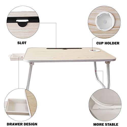 Laptop Desk for Bed Table Lap Folding with Cup Holder for Eating Laptops Perfect for Home Office Bedroom