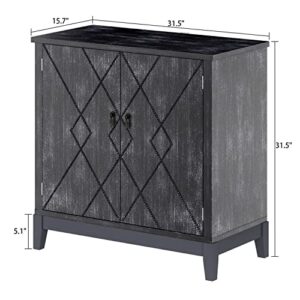 DiDuGo Vintage Cabinet Accent Cabinet with 2 Doors, Entryway Storage Cabinet with 2-Tier Shelves, Sideboard Buffet Cabinet for Hallway Living Room Bar Rustic Dark Grey (31.5”W x 15.7”D x 31.5”H)