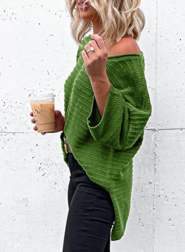 Dokotoo Womens Fashion Ladies Plus Size Summer 3/4 Short Sleeve Tunic Tops Blouses Solid Color Pullover Sweaters for Women Casual T-Shirts Work Business Loose Tee Shirts Light Green XX-Large
