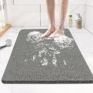 joyhalo shower mats for showers anti slip for elderly, 17'' x 30'' non slip bath mat for inside shower, bath tub mats for bathroom non slip for shower, pvc loofah bathroom mats, grey