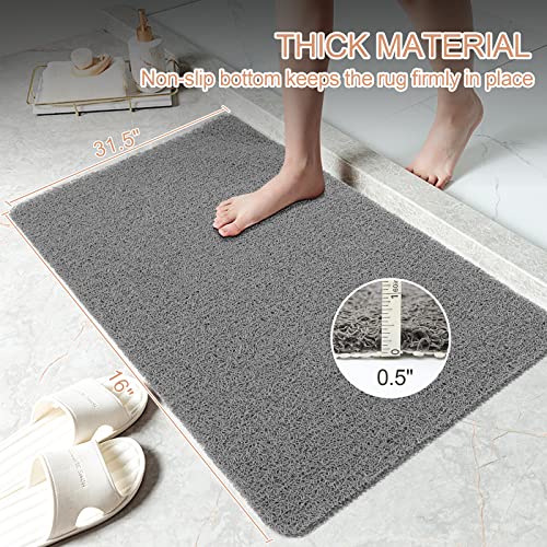 Joyhalo Shower Mats for Showers Anti Slip for Elderly, 17'' x 30'' Non Slip Bath Mat for Inside Shower, Bath Tub Mats for Bathroom Non Slip for Shower, PVC Loofah Bathroom Mats, Grey