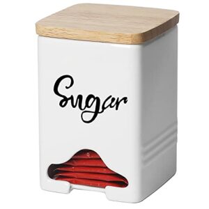 quxija ceramic sugar packet holder, farmhouse tea bag storage organizer caddy holder with lid
