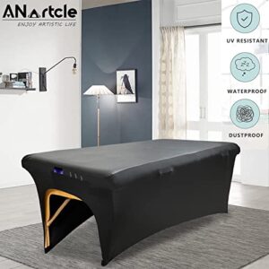 ANartcle Wipeable, Reusable & Waterproof Fitted Lash Bed Cover,Excellent Protective Cover for 6 ft Lash Bed or Massage Table,Vegan Leather Spa Bed Topper,Spa Bed Cover(72" x 30" x 30 ",Black)