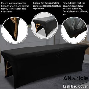 ANartcle Wipeable, Reusable & Waterproof Fitted Lash Bed Cover,Excellent Protective Cover for 6 ft Lash Bed or Massage Table,Vegan Leather Spa Bed Topper,Spa Bed Cover(72" x 30" x 30 ",Black)