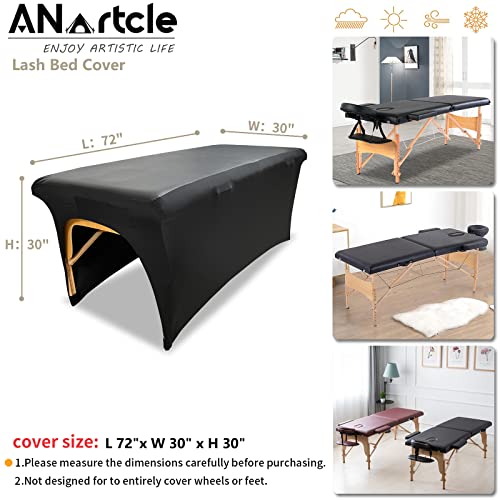 ANartcle Wipeable, Reusable & Waterproof Fitted Lash Bed Cover,Excellent Protective Cover for 6 ft Lash Bed or Massage Table,Vegan Leather Spa Bed Topper,Spa Bed Cover(72" x 30" x 30 ",Black)