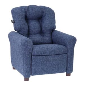 the crew furniture traditional kids recliner chair, toddler ages 1-5 years, polyester linen, sapphire