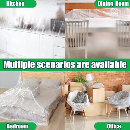 10 Pieces Plastic Drop Sheets for Painting, Plastic sheeting Waterproof Dust-Proof Clear Cloth for Furniture Cover, 9x12 Feet Tarps