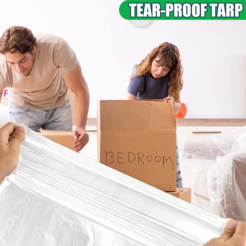 10 Pieces Plastic Drop Sheets for Painting, Plastic sheeting Waterproof Dust-Proof Clear Cloth for Furniture Cover, 9x12 Feet Tarps