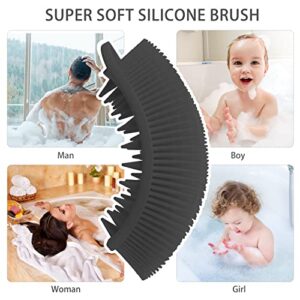 2 Pack Silicone Body Scrubber, 2 in 1 Bath and Shampoo Brush, Soft Silicone Loofah for Sensitive Skin, Double-Sided Body Brush for Men Women, Lathers Well, Gentle Exfoliating (Black, Pink)