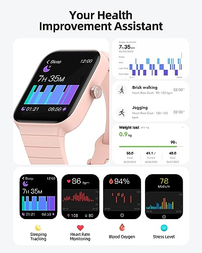 Parsonver Smart Watch for Women, Answer/Make Calls, Alexa Built-in, 1.8" HD Touch Screen Fitness Tracker 100+ Sports Modes IP68 Waterproof, Heart Rate Blood Oxygen Sleep Monitor for Android iOS, GOP01