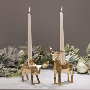 Candle Holder Aesthetic Room Decor - Christmas Set of 2 Origami Candle Holders,Resin Reindeer Candlestick,Xmas Reindeer Table Decoration for Holiday/Wedding/Housewarming