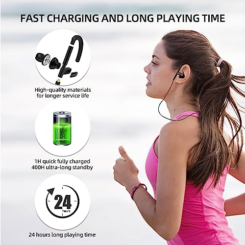 SoundMAGIC ST80 Neckband Bluetooth Earbuds - Waterproof HiFi Stereo Sound Earphones Wired Detachable in Ear Headphones with Adjustable Metal Mechanism Ear Hooks, Black