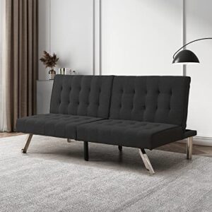 geevivo futon convertible, breathable & skin-friendly futon sofa bed, upholstered sleeper couch with adjustable backrest, futons sofa/bed clearance suitable for multiple scenarios(black)