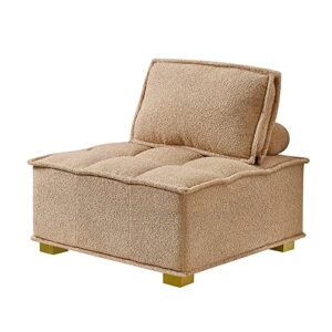 GNIXUU Modular Single Sofa, Lazy Sofas Ottoman with Gold Wooden Legs Teddy Fabric, Armless Couches for Small Space Living Room Bedroom Apartment Office